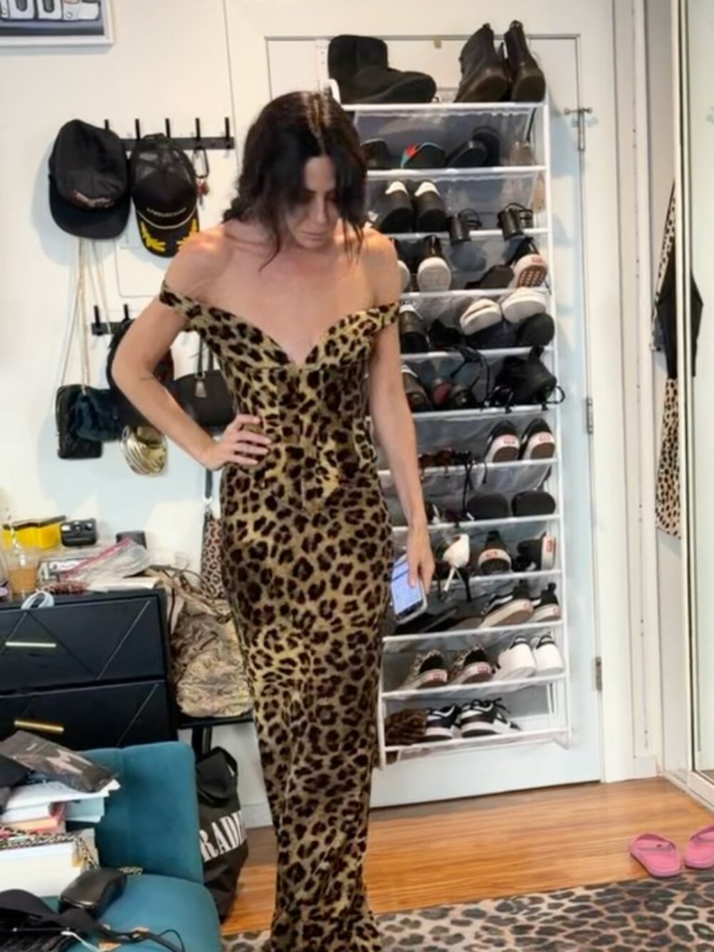 Leopard Off-The-Shoulder Maxi-Dress Ilkyaz Ozel Shakti NWT
